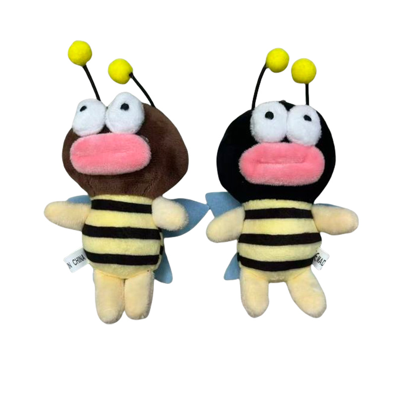 Boca hinchada abeja animal juguete de peluche souvenir muñeca creativa colgante de alrededor de la caricatura colgante de peluche llavero muppet colgante adorable decoración clip de regalo máquina de muñeca fábrica venta directa Item Picture