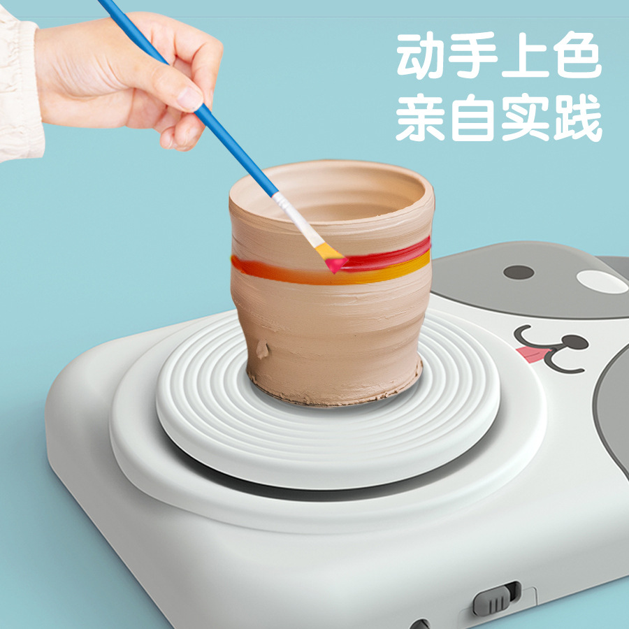 Cute pet pottery machine toy, children's DIY electric no-burning clay potter, pottery tool set Specification drawing