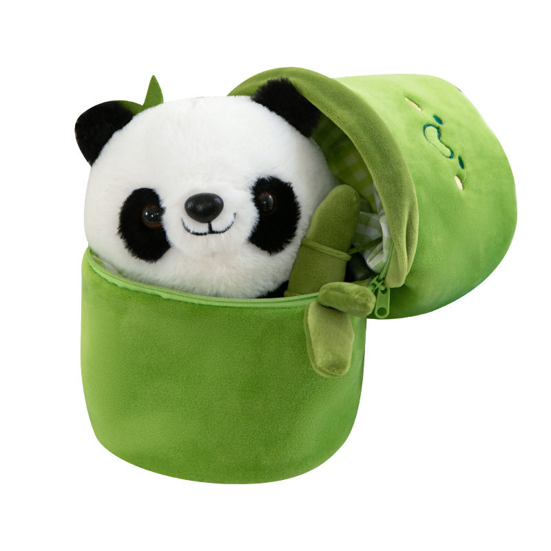Bamboo tube panda plush toy, cute bamboo hugging panda doll, cartoon national treasure panda Douyin same style wholesale Item Picture