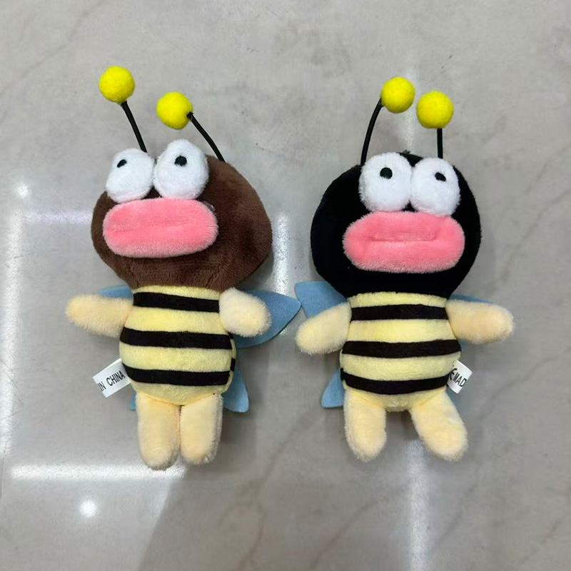 Boca hinchada abeja animal juguete de peluche souvenir muñeca creativa colgante de alrededor de la caricatura colgante de peluche llavero muppet colgante adorable decoración clip de regalo máquina de muñeca fábrica venta directa details Picture