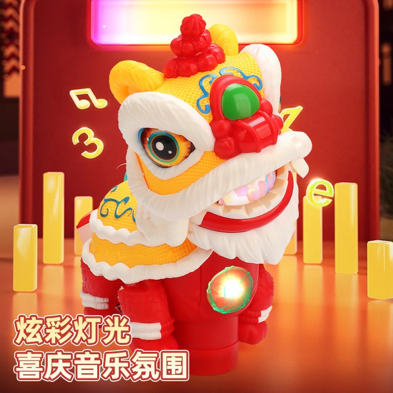 New electric national trend lion dance, universal head shaking and tail wagging, light and music, Snake Year lantern, children's New Year toys wholesale Specification drawing