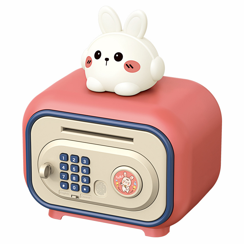 New children's cartoon piggy bank, a large-capacity, multi-functional, dual-mode unlocking, automatic sensing, and money-rolling savings toy Item Picture