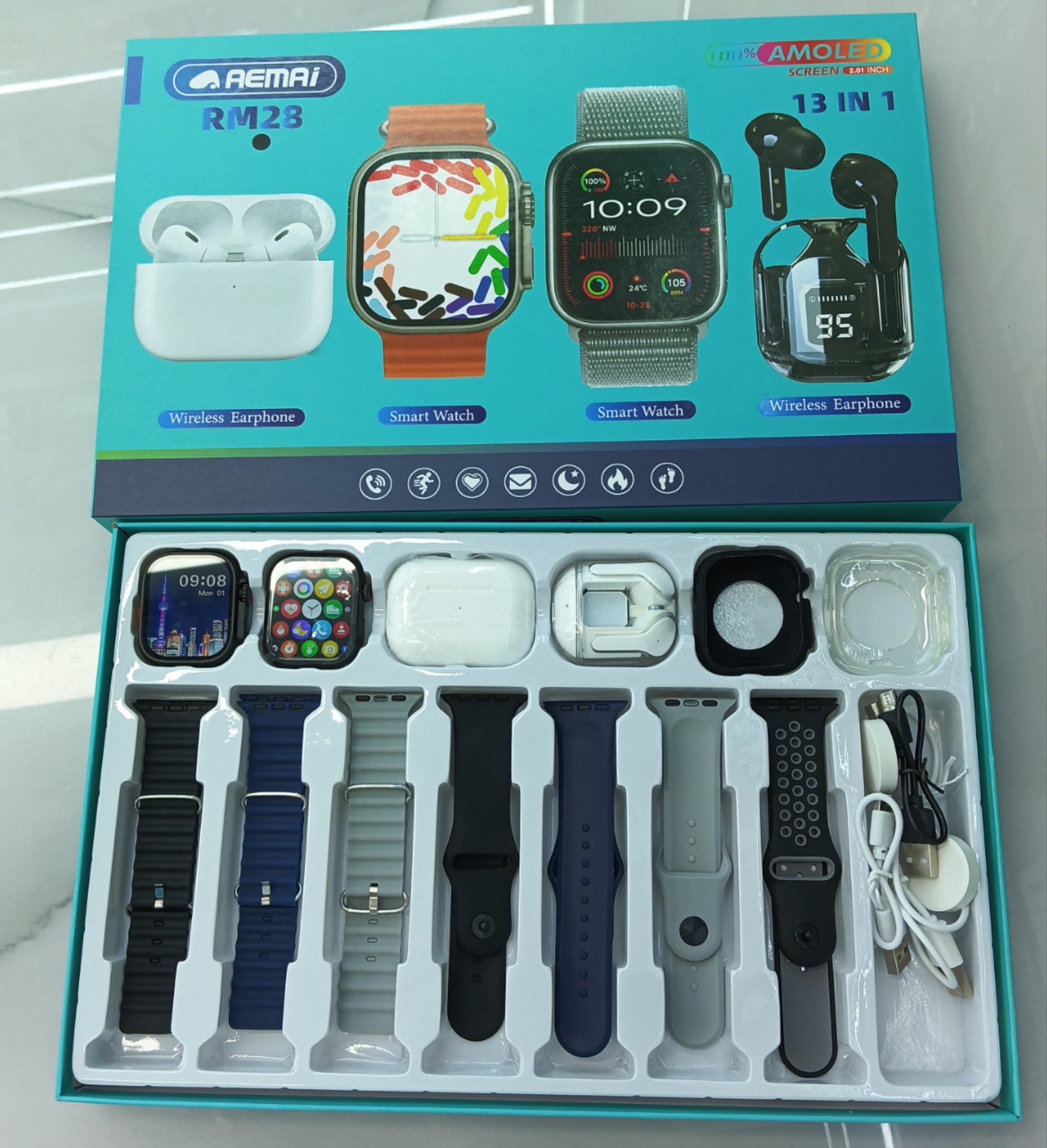 Cross border smart watch set deportes al aire libre bluetooth llamada hd pantalla grande detección de frecuencia cardíaca sports watch set RM28 Specification image