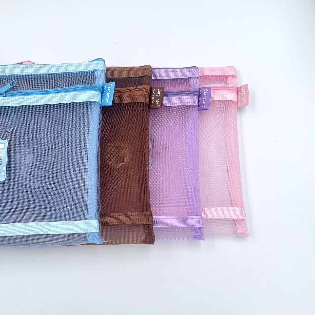 A5 mesh zipper bag, cartoon printed mesh bag, student stationery bag, double-layer pen case, office materials bag pic 6