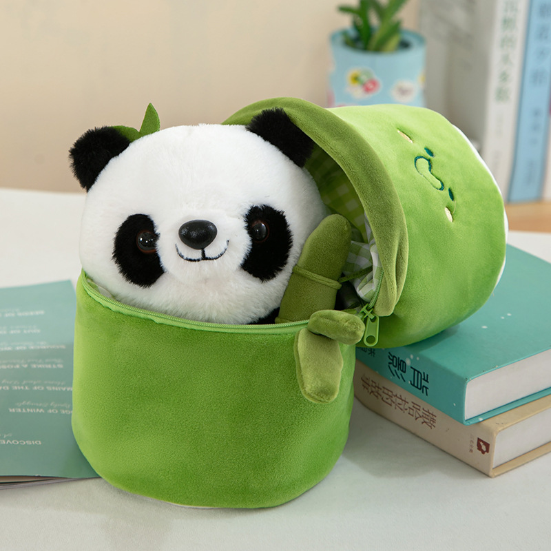 Bamboo tube panda plush toy, cute bamboo hugging panda doll, cartoon national treasure panda Douyin same style wholesale details Picture