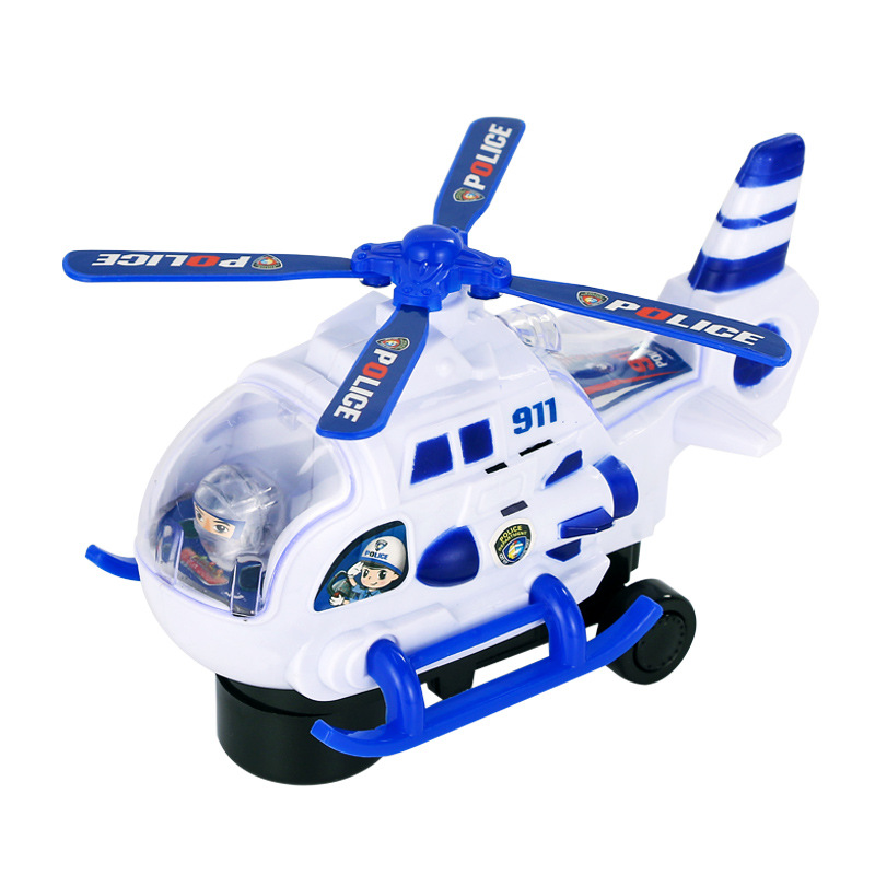 Children's electric universal music airplane toy, boy cartoon toy, dazzling helicopter, baby gift Item Picture