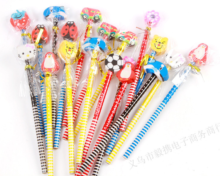 Factory direct sales of creative cartoon animal pencils with erasers, HB wooden pencils, student prizes, children's gifts details Picture