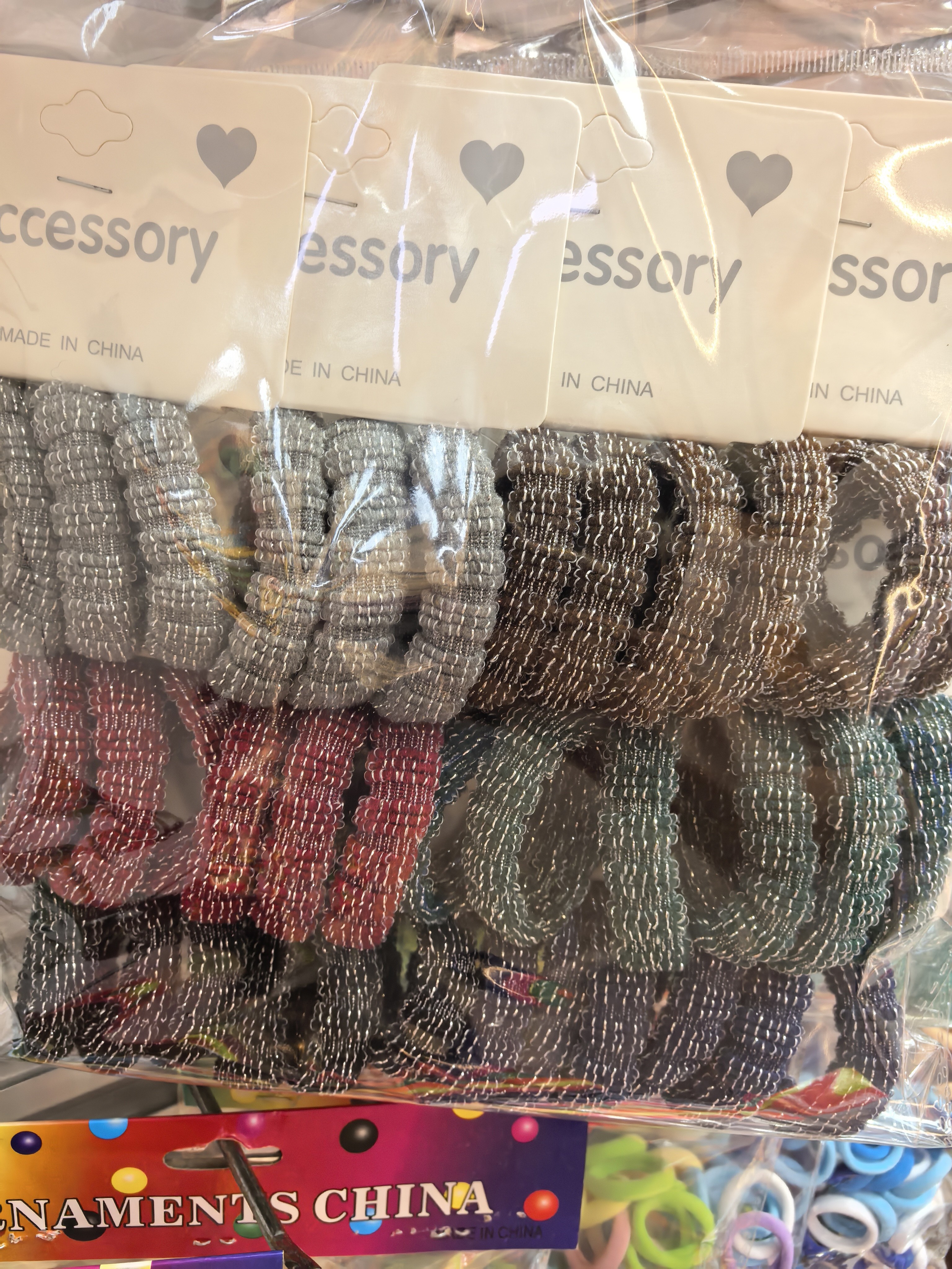 流行皮筋 竹节银丝 卡片子母扣成人儿童皮筋详情图4