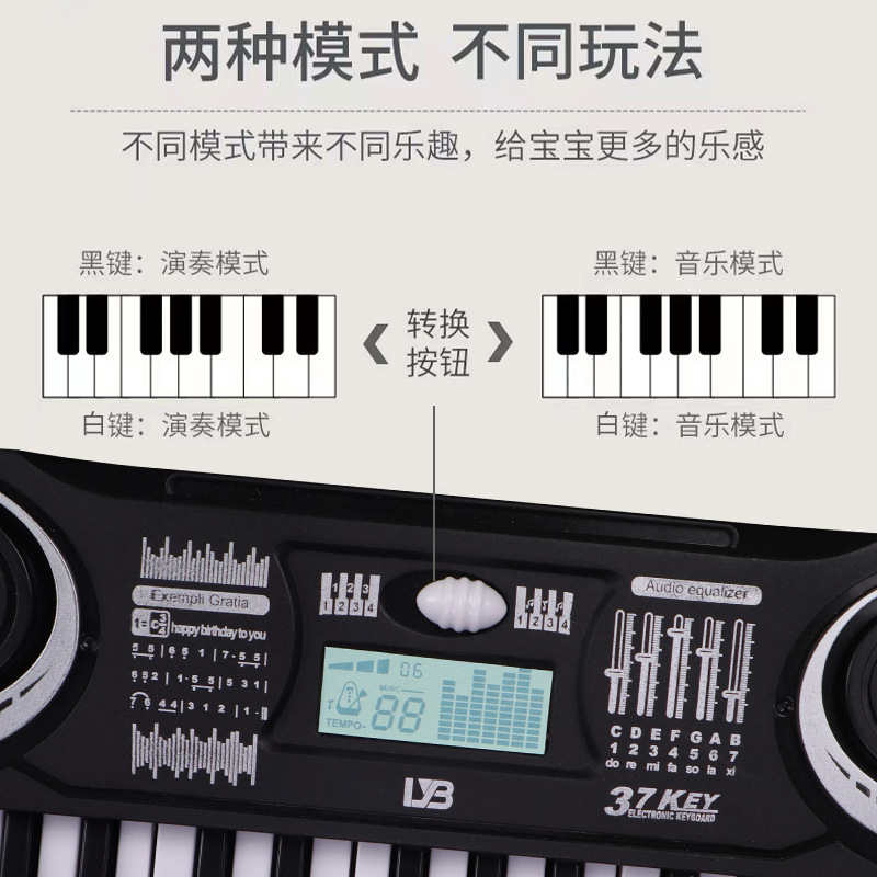 Cross-border Amazon children's toys, 37-key electronic keyboards, boys' and girls' Musical Instruments, simulation pianos, early childhood education music gifts Application Scenario