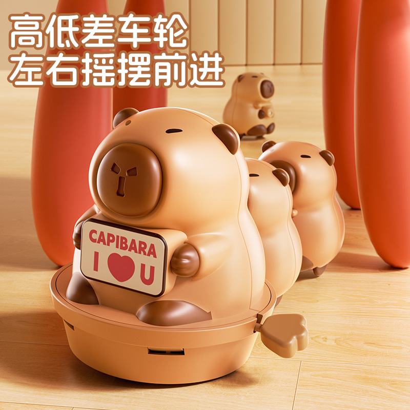 The Capibara family's baby coordination training cartoon early education puzzle toys Crawling spring toys pulling a cart Specification drawing