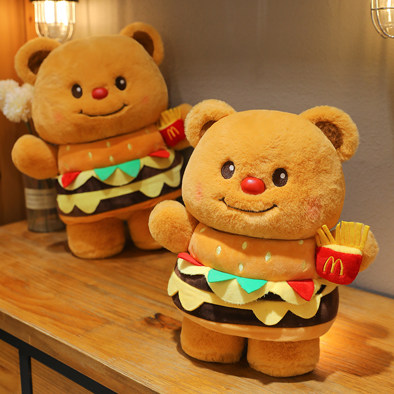 Hamburger Butter Bear plush toy, new trendy doll, Thai butter bear plush toy, birthday gift for girls details Picture