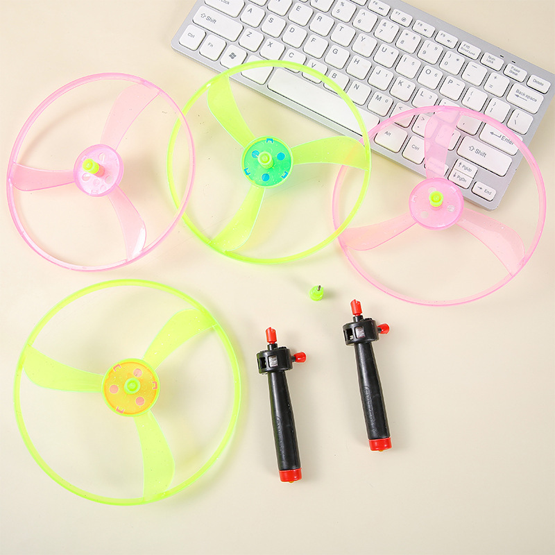 Children's luminous floor push toys, large frisbee pull cord, children's flashing toys, flashing pull cord, frisbee flying saucer Specification drawing