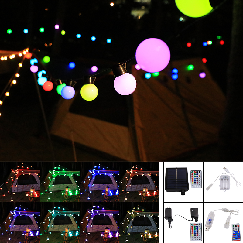 户外露营氛围灯led圆球灯户外防水太阳能灯串庭院灯天目帐篷装饰灯球泡灯