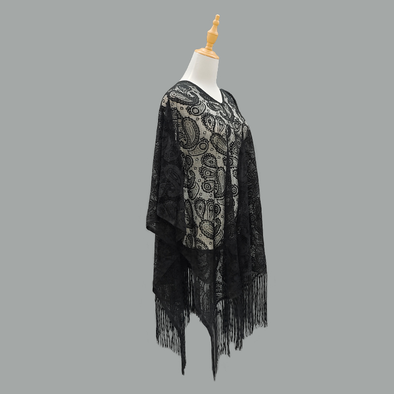 The new beach sun protection smock with tassels, cashew lace and sexy cutout beach shawl bikini is paired with the best-selling foreign trade clothing from cross-border Amazon TK TEMU Specification image