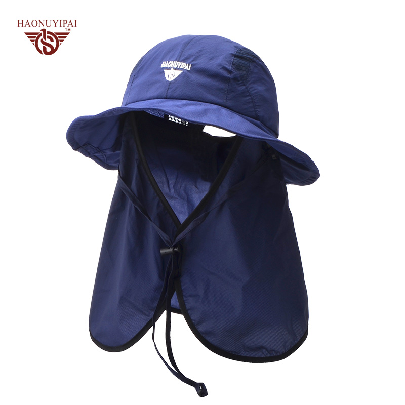 Men's straw hat with a brim, summer professional hat, fishing, outdoor cycling, face protection, UV protection and breathable fisherman's hat Specification drawing