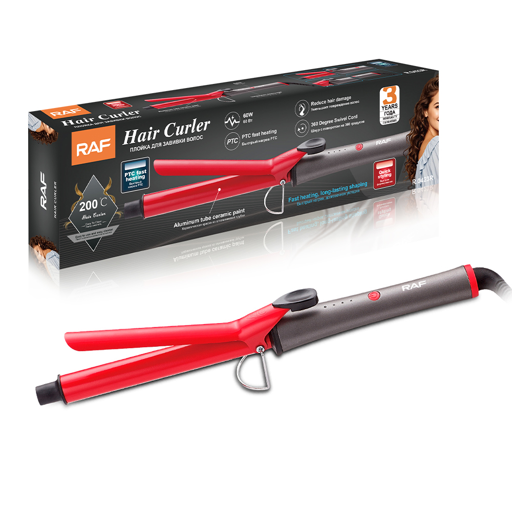 RAF European Standard cross-border temperature-adjustable curling iron, hair straightener, ceramic splint, dry and wet hair straightening and curling dual-purpose, inner button bangs R0423 Item Picture