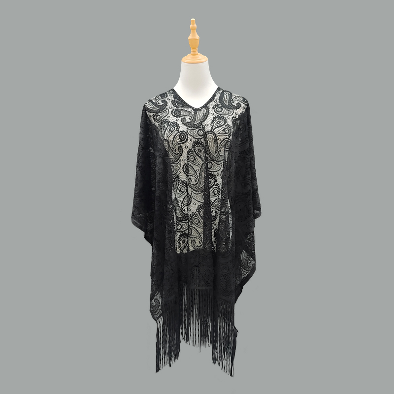 The new beach sun protection smock with tassels, cashew lace and sexy cutout beach shawl bikini is paired with the best-selling foreign trade clothing from cross-border Amazon TK TEMU