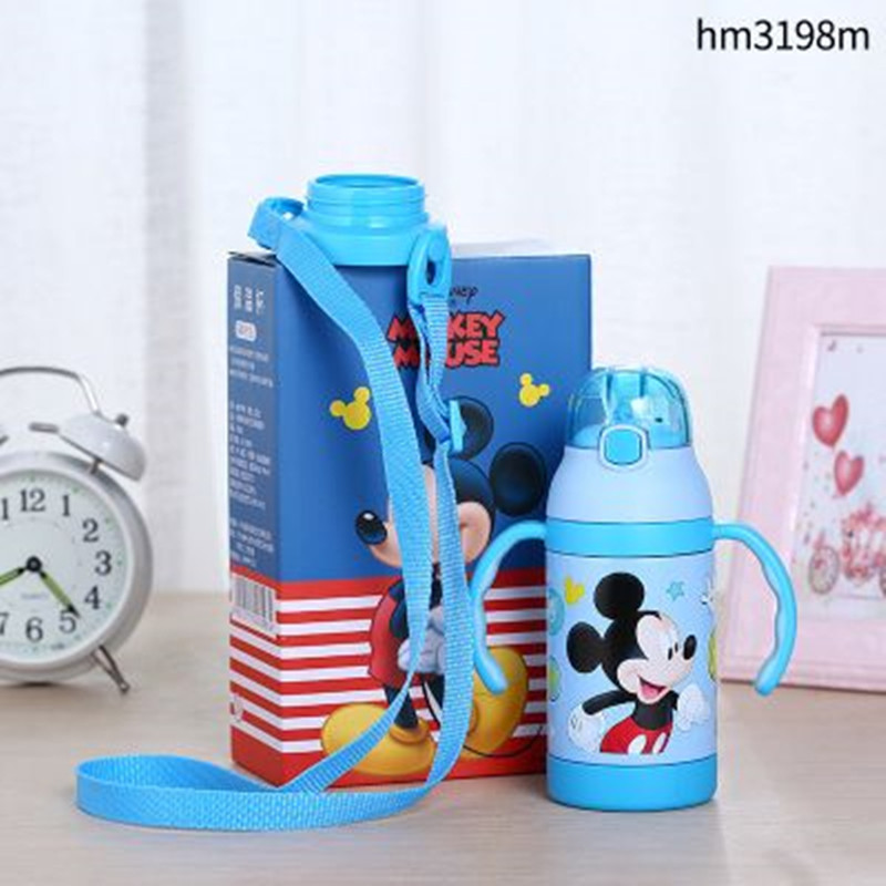 HM3198 新款时尚把手互换保温杯 便携儿童水壶卡通动漫印图水杯
