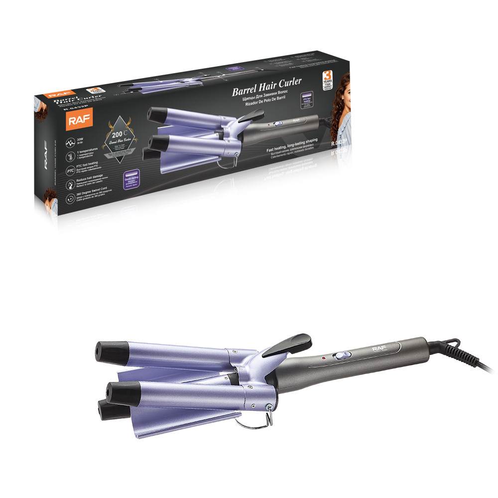 RAF European standard cross-border three-tube curling iron, small curling iron three-tube, water ripple three-tube electric curling iron, egg curling iron details Picture