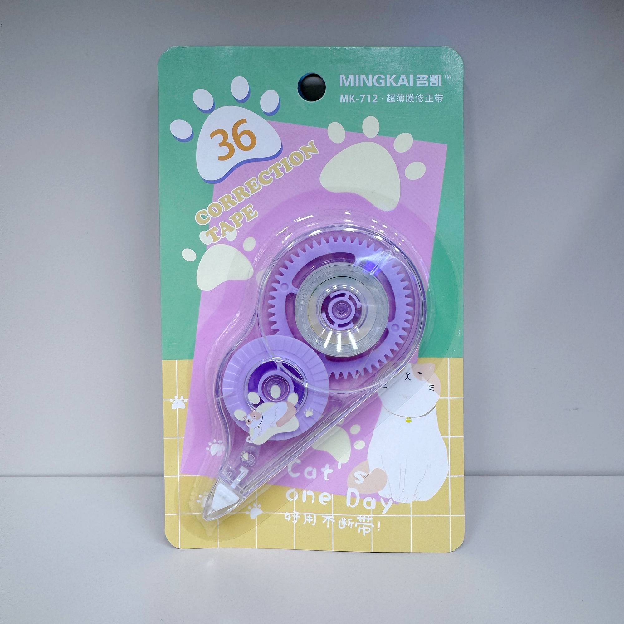MK-712 high-quality correction tape, correction tape, cost-effective correction tape, PET transparent continuous tape, strong coverage, student office stationery Specification drawing