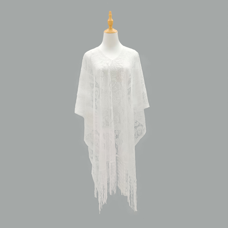 The new beach sun protection smock with tassels, cashew lace and sexy cutout beach shawl bikini is paired with the best-selling foreign trade clothing from cross-border Amazon TK TEMU Application Scenario