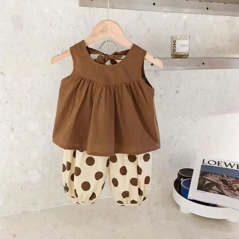 Summer Dress For Girls, Children's Polka Dot Casual Set