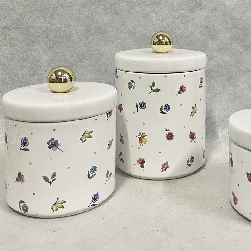 Luz de lujo cerámica impresión latas herméticas latas de almacenamiento de grado alimenticio latas de almacenamiento de cocina decoración de objetos Application Scenario