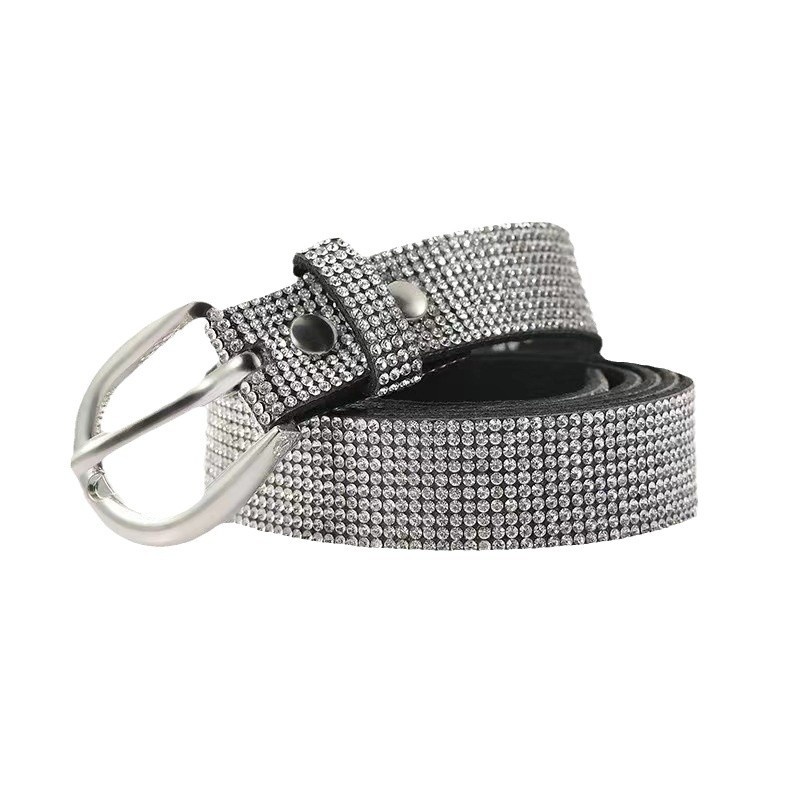 A full water diamond belt for ladies with diamonds is fashionable and versatile. The all-diamond and diamond-encrusted belt decoration pairs well with skirts and jeans for trendy ins Specification drawing