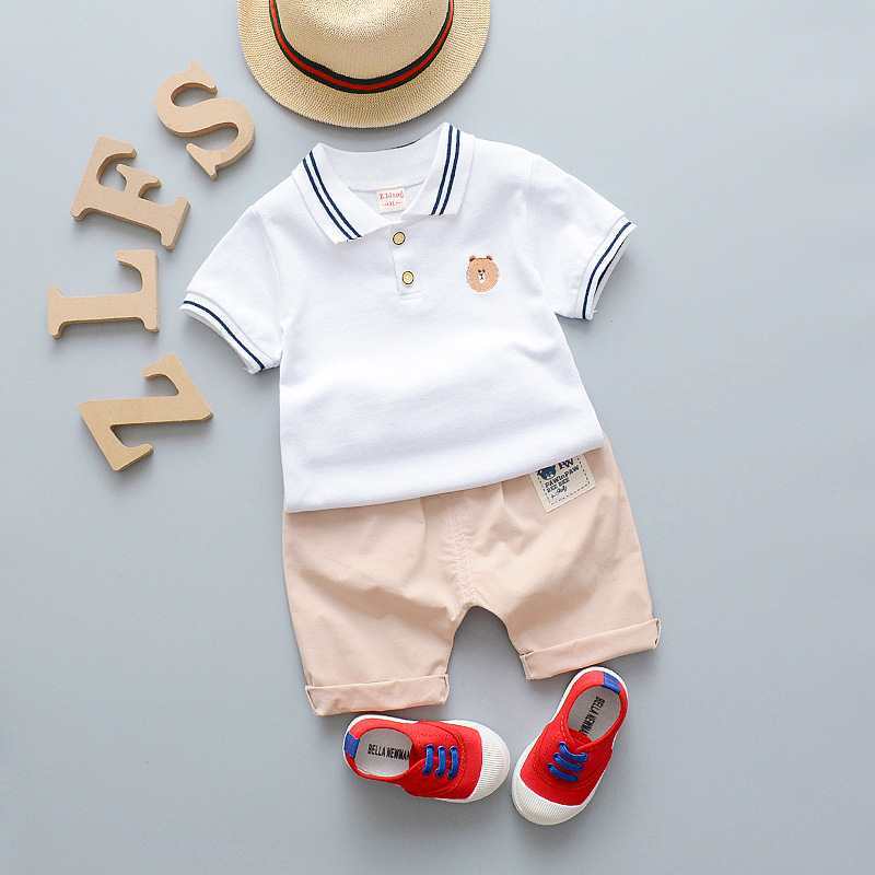 Children's Clothing, Boys' Polo Shirt Set, Trendy Short-Sleeved T-Shirt, Children's 2025 New Style Small And Medium-Sized Children's Summer Sports Two-Piece Set details Picture