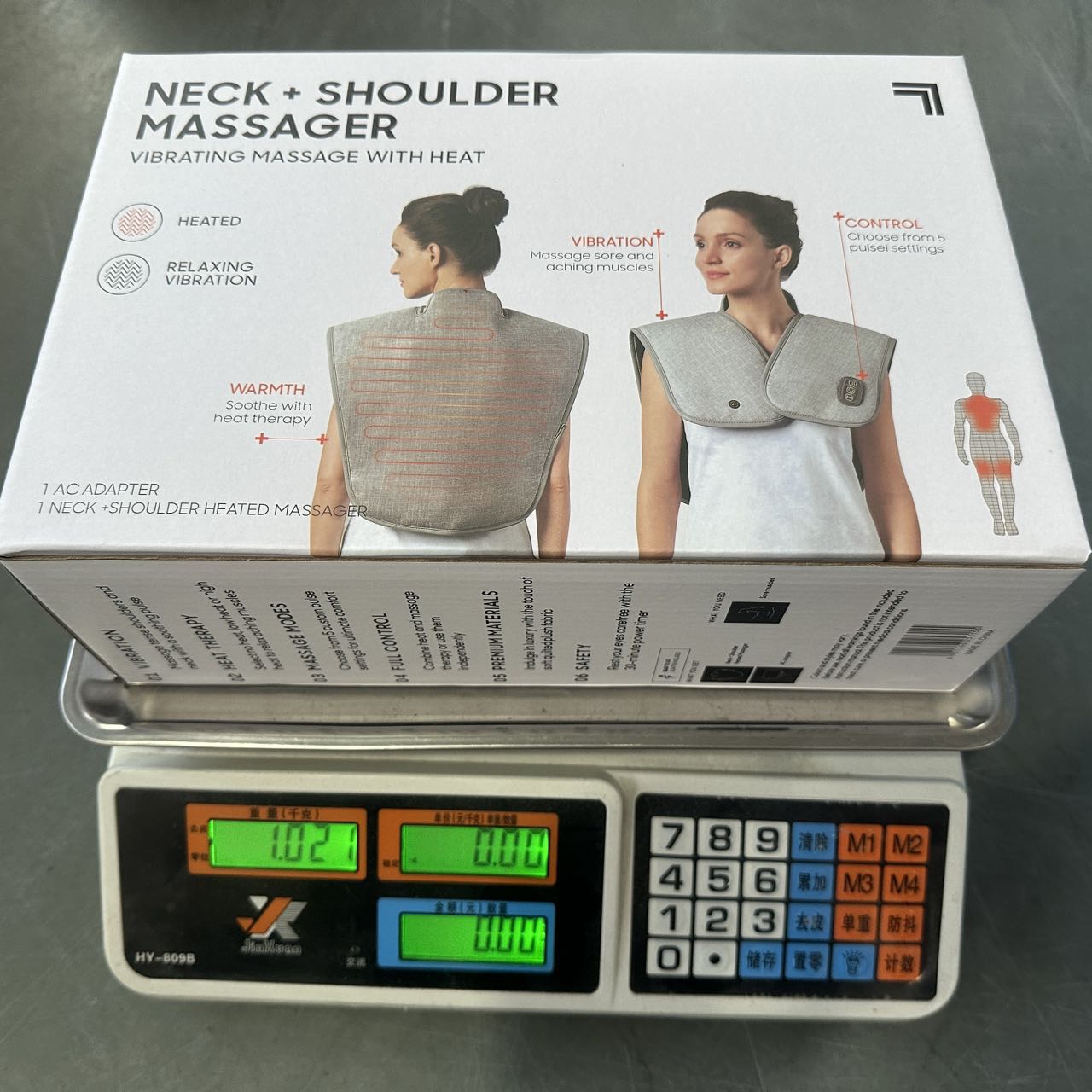 The physiotherapy vest is draped over the shoulders