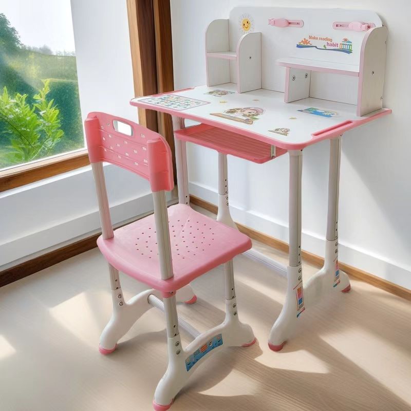 办公文化教学模型器材学校课桌椅多功能组合卧室儿童蓝色粉色双层课桌椅幼儿桌坐姿矫正椅子