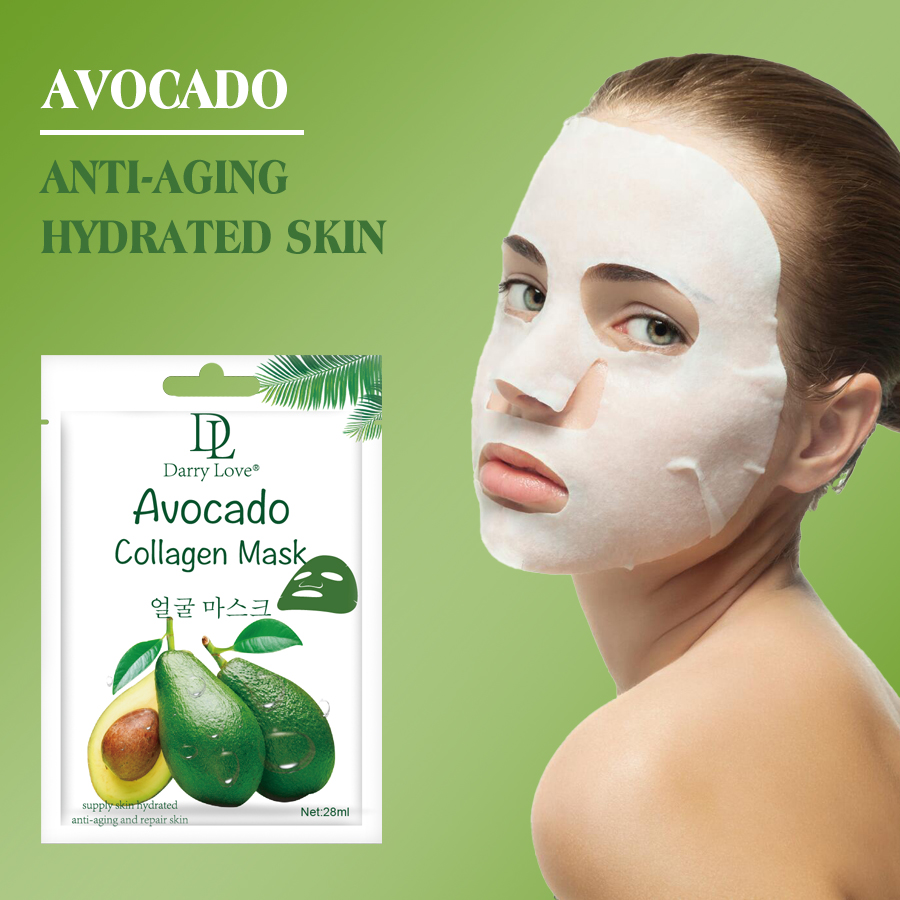 The foreign trade skin care product manufacturer can customize 28ml Darry love avocado collagen fruit mask to hydrate, lock in moisture, care for and soothe the skin full figure