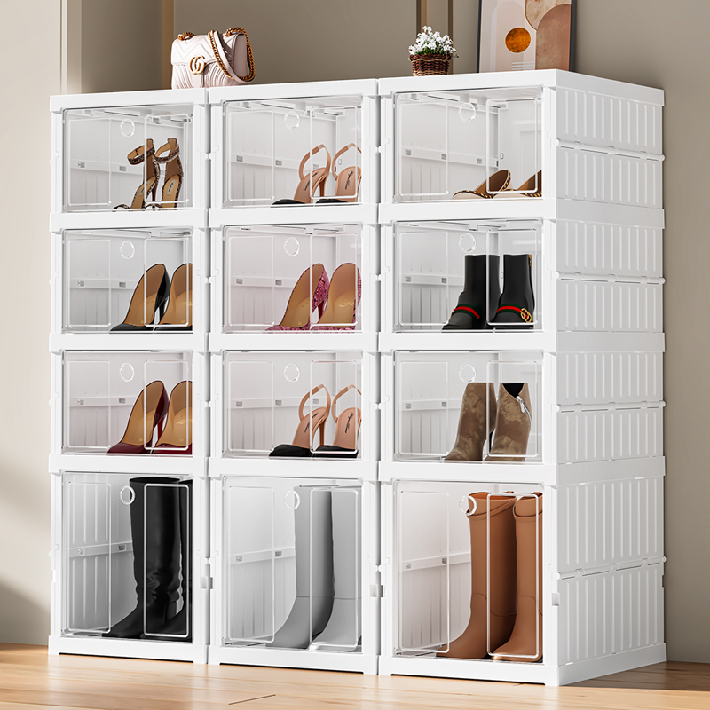Shenghong Home Shoe Rack, A Multi-Layer Shoe Cabinet At The Door, A Folding And Pull-Out Shoe Storage Wonder, No Installation Required, Simple And Transparent Shoe Box Application Scenario