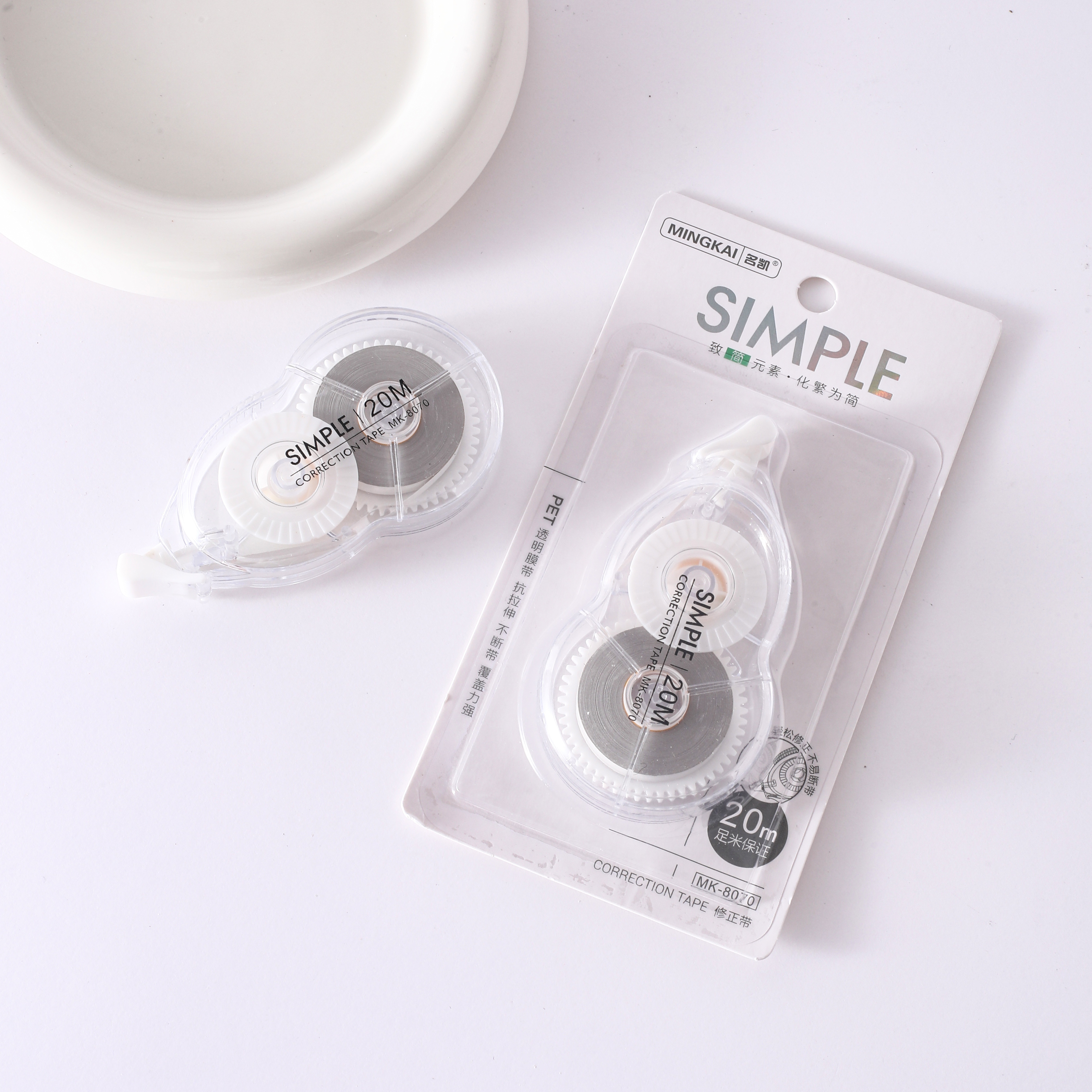 MK-8070 high-quality regular type correction tape, 20-meter ultra-thin film PET transparent film, easy to use, continuous use for students, factory direct sales Item Picture