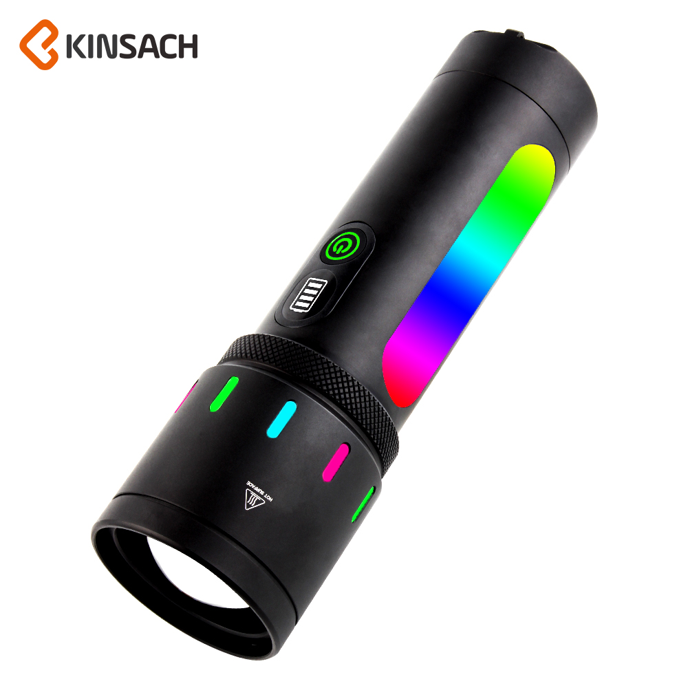 KINSACH Star Source type-c charging 10-watt red, yellow and white laser +RGB flashlight