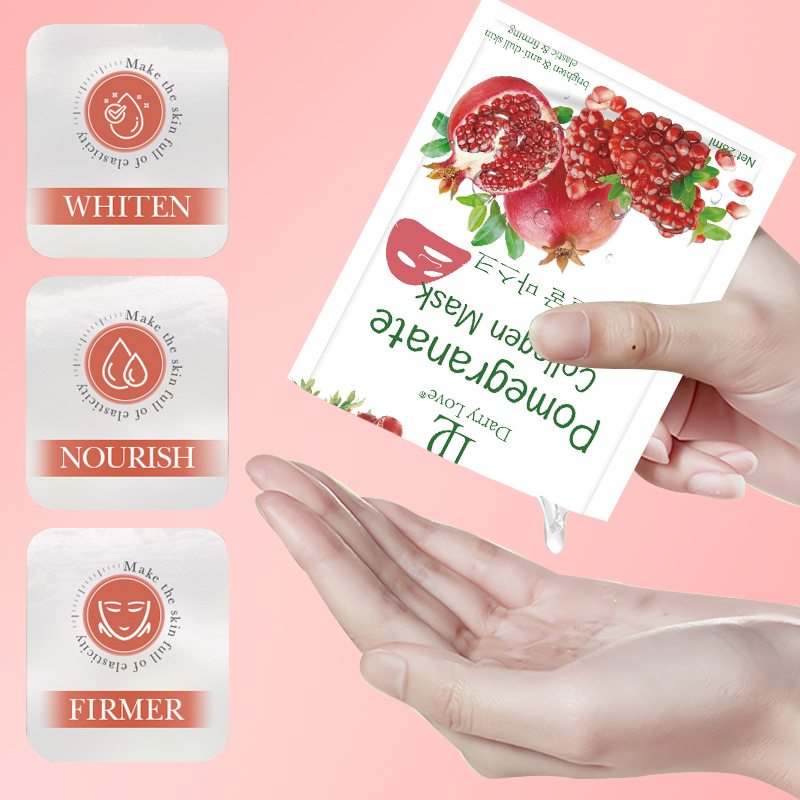 Customized 28ml Darry love pomegranate Collagen Fruit Mask for smooth, hydrating, moisturizing, brightening and firming facial skin care products from an export-oriented manufacturer details Picture