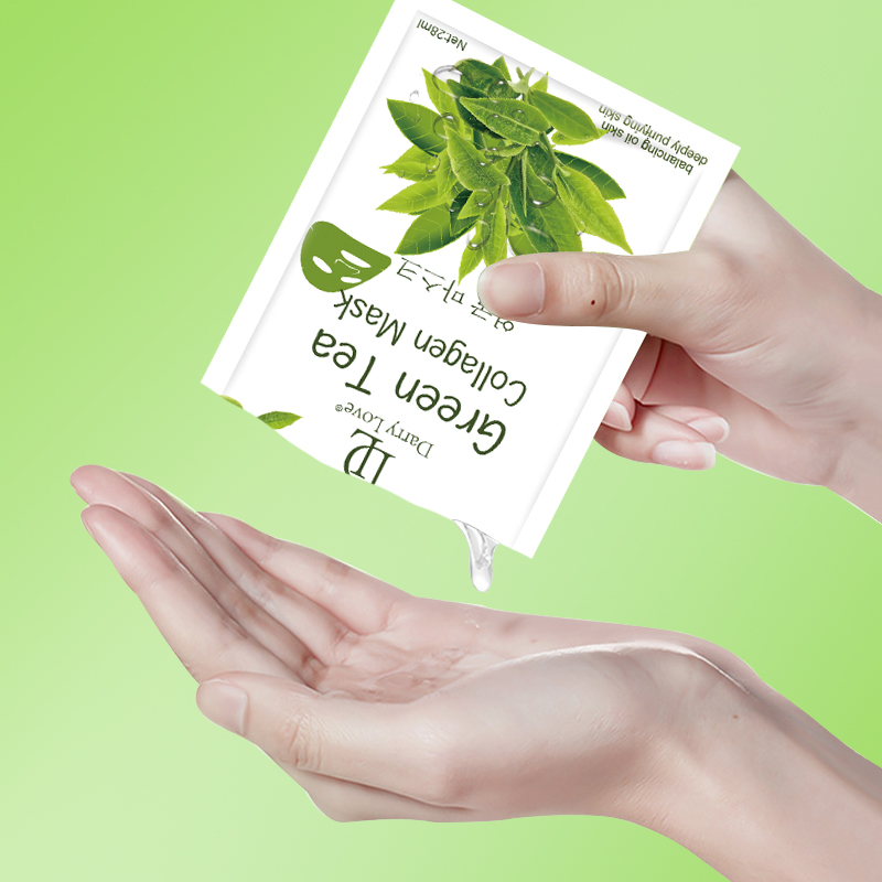 The 28ml Darry love Green Tea Collagen Water-Oil Balance Deep Cleansing, hydrating and moisturizing facial mask, a best-selling product in South America, is designed to care for smooth and tender facial skin Item Picture