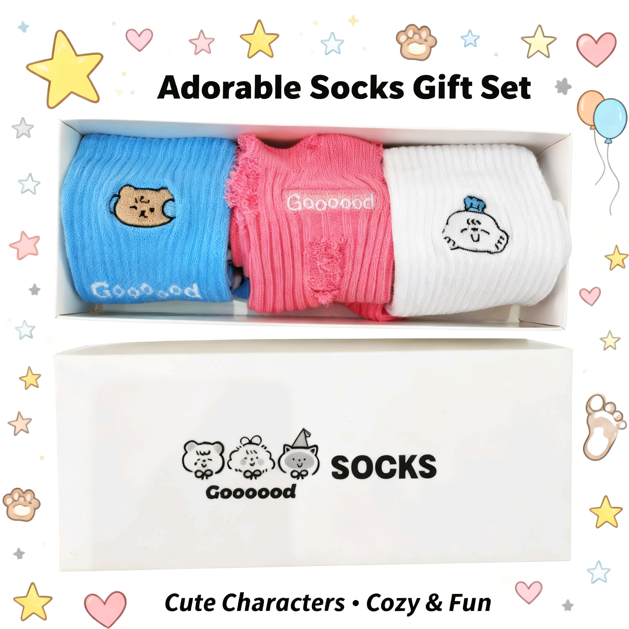 Cute and adorable animal-embroidered mid-calf socks, soft and cute style comfortable cotton socks, girlish and playful dressing socks Item Picture