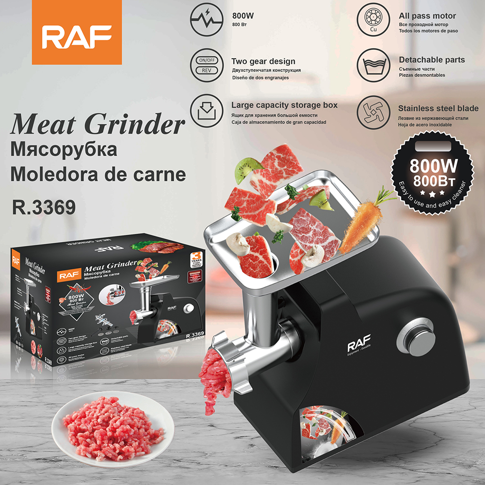 RAF European standard household multi-functional electric countertop meat mincing, sausage and meat grinding machine, food processing machinery