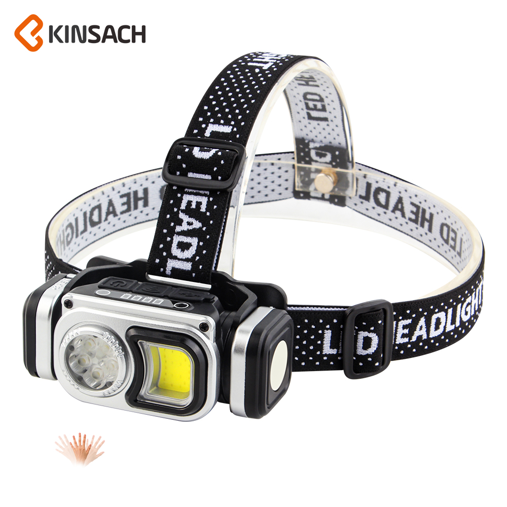 KINSACH Star Source TYPE-C Rechargeable Plastic 5*led+cob Sensor Headlamp
