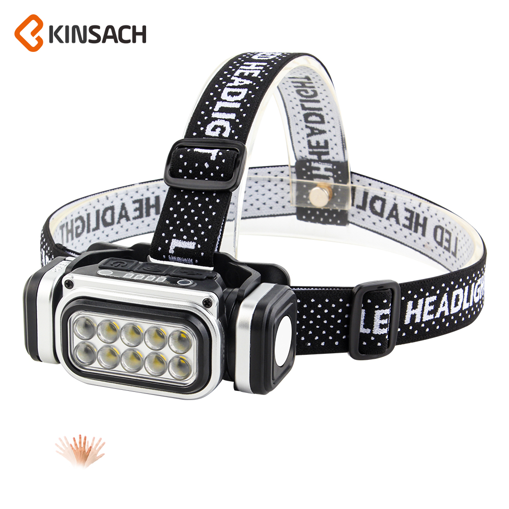 KINSACH Star Source TYPE-C Rechargeable Plastic 10*LED Sensor Headlamp