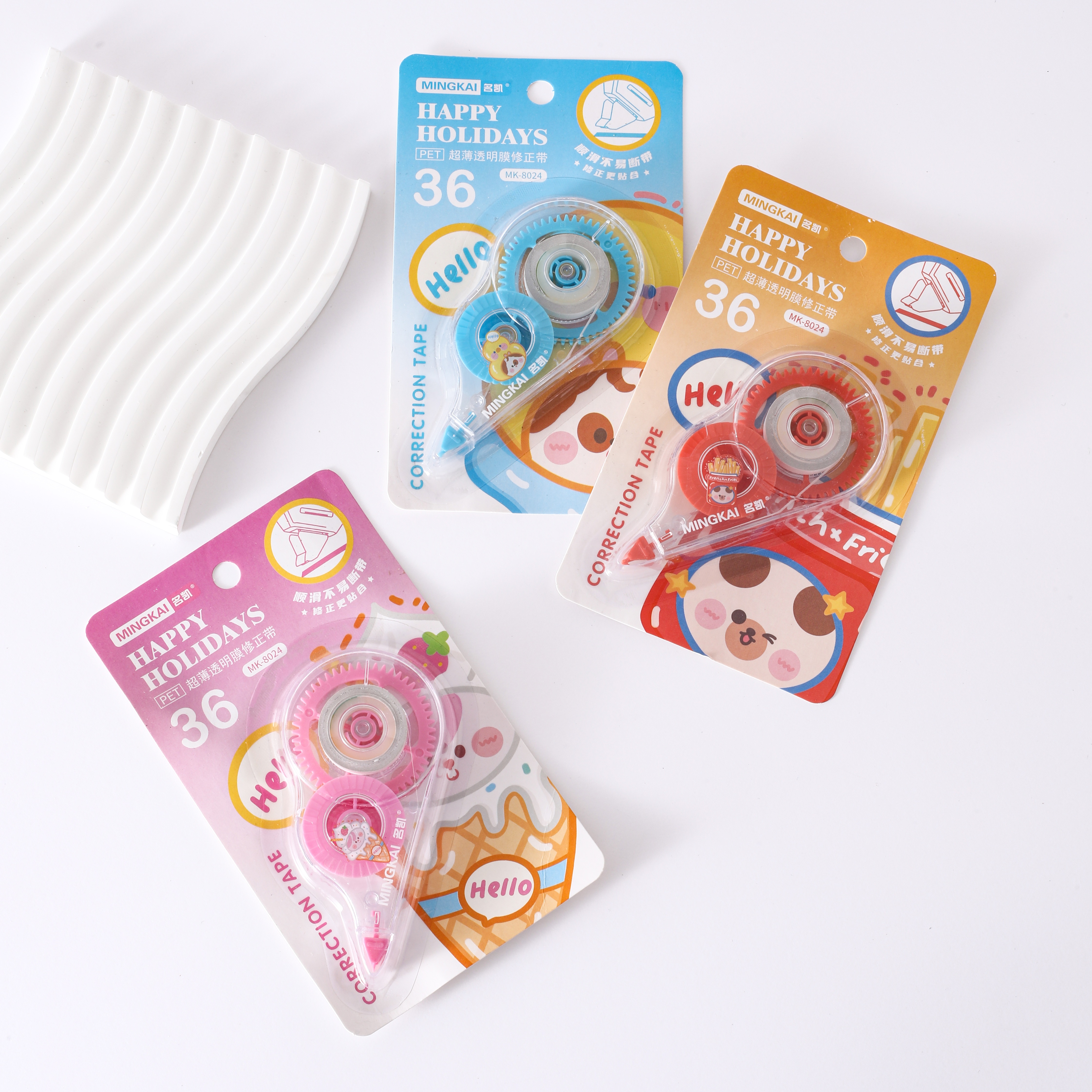 MK-8024 high-quality regular correction tape, 36 ultra-thin PET transparent film, easy to use, continuous use, special for students, factory direct sales Item Picture