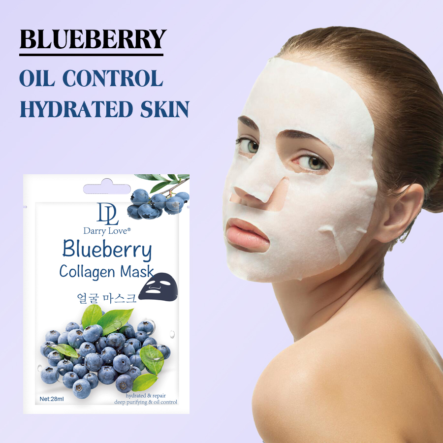 28ml Blueberry collagen facial Mask from an export-oriented cross-border skincare manufacturer for hydrating, moisturizing, oil control and deep cleansing