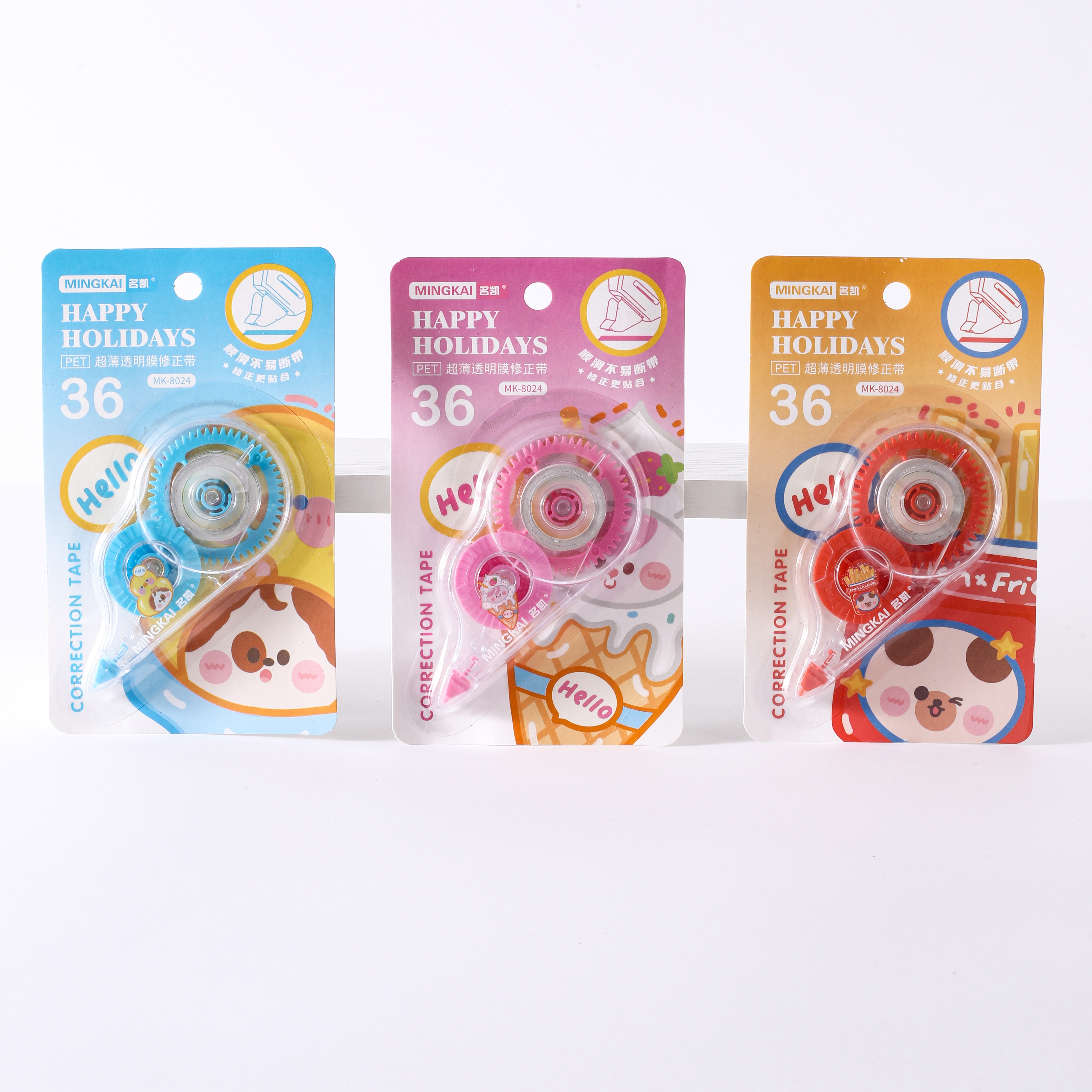 MK-8024 high-quality regular correction tape, 36 ultra-thin PET transparent film, easy to use, continuous use, special for students, factory direct sales full figure