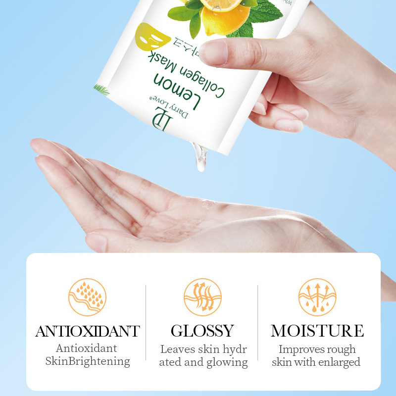 Factory direct sales, wholesale price, in stock, customizable. Darry love Lemon Vitamin C Collagen Brightening, Repairing, Locking in Moisture, Moisturizing, Elastic Face Mask Facial care details Picture