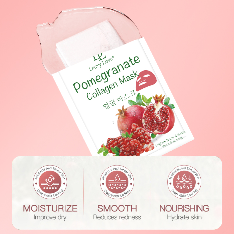 Customized 28ml Darry love pomegranate Collagen Fruit Mask for smooth, hydrating, moisturizing, brightening and firming facial skin care products from an export-oriented manufacturer Specification drawing
