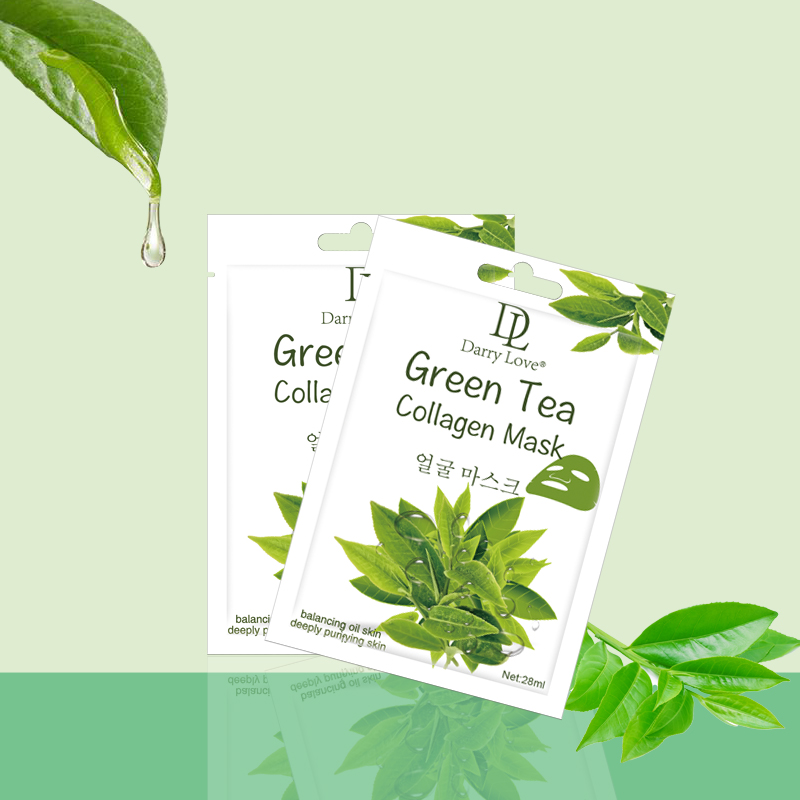 The 28ml Darry love Green Tea Collagen Water-Oil Balance Deep Cleansing, hydrating and moisturizing facial mask, a best-selling product in South America, is designed to care for smooth and tender facial skin details Picture
