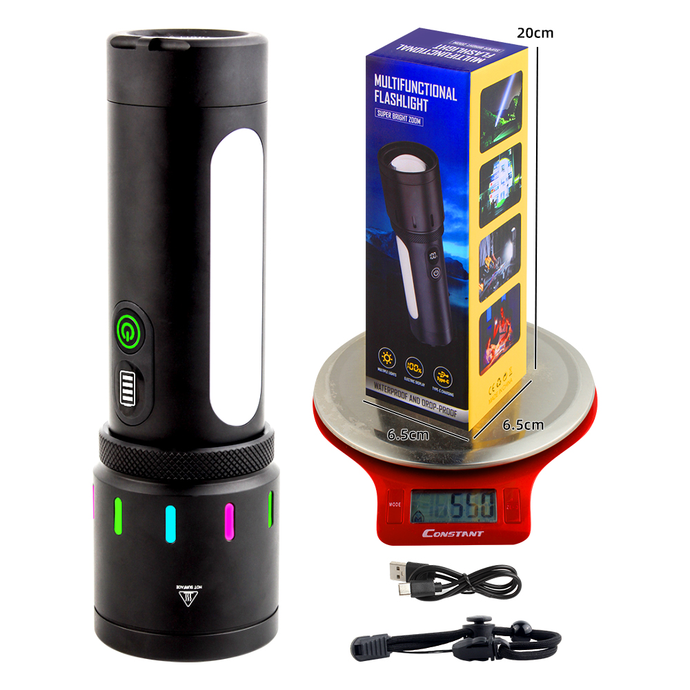 KINSACH Star Source type-c charging 10-watt red, yellow and white laser +RGB flashlight Specification image