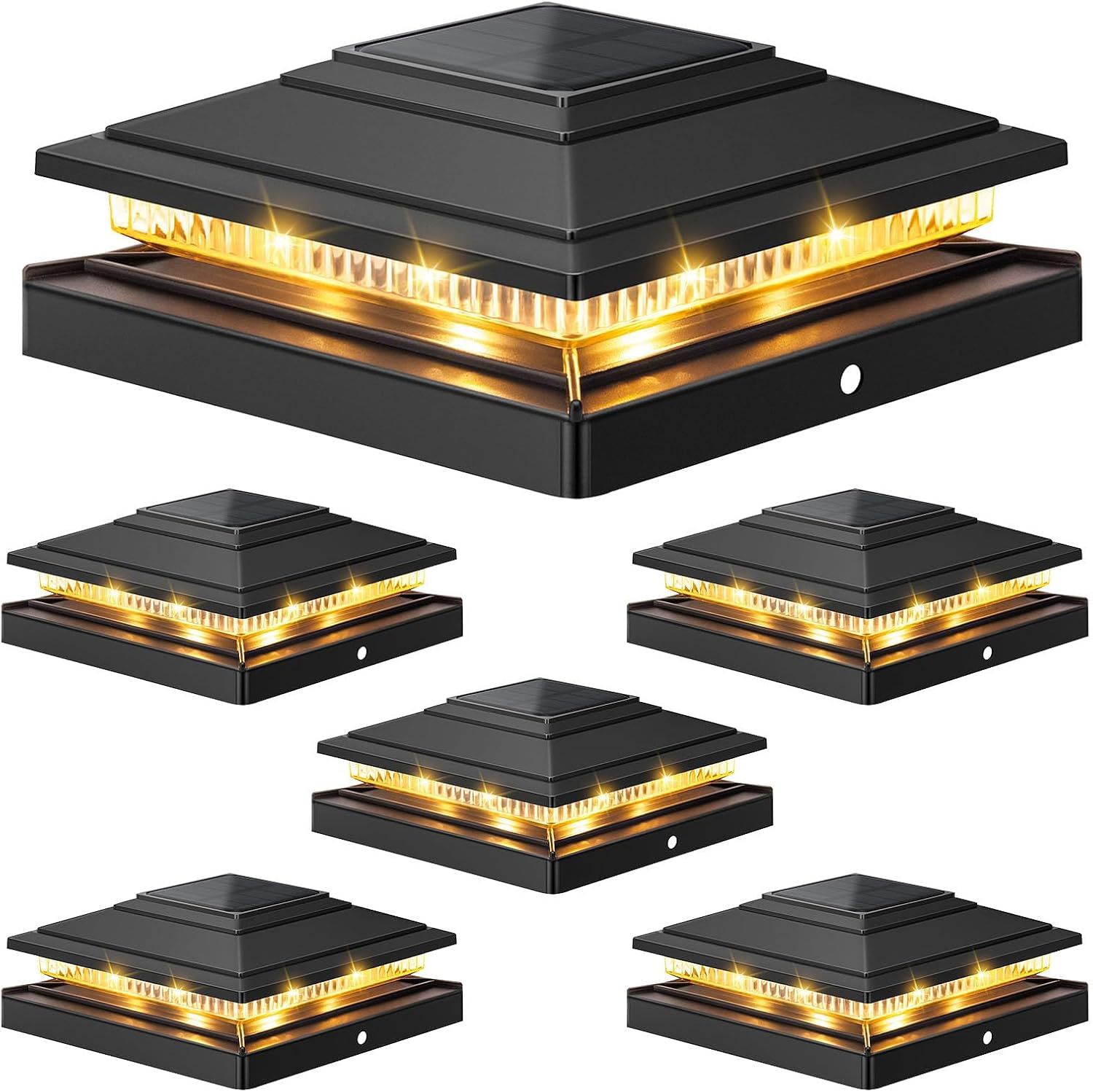 Outdoor solar column lights with 2 lighting modes and 16 LED solar column cover lights are suitable for deck fences Item Picture