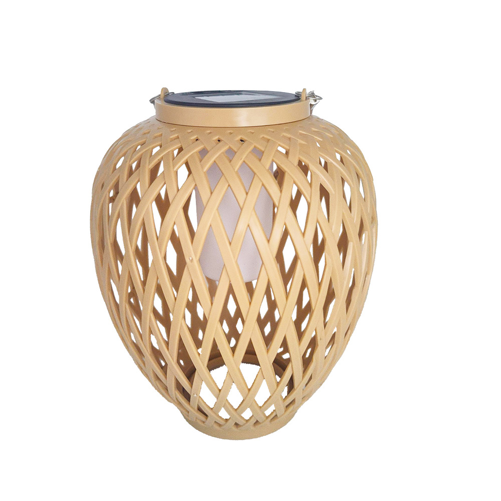 Cross-border solar-powered bamboo weaving lanterns, new Chinese-style chandeliers, courtyard solar lamps, rattan weaving lamps, garden decorative lamps Item Picture